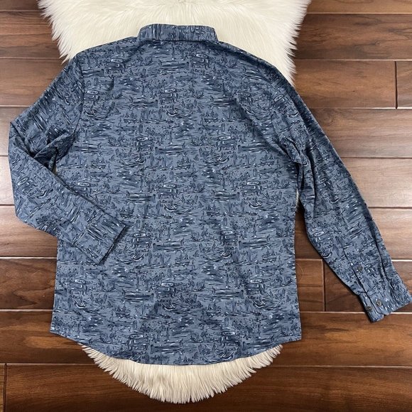 Southern Tide Blue Patterned Casual Button Down Shirt - Picture 7 of 8